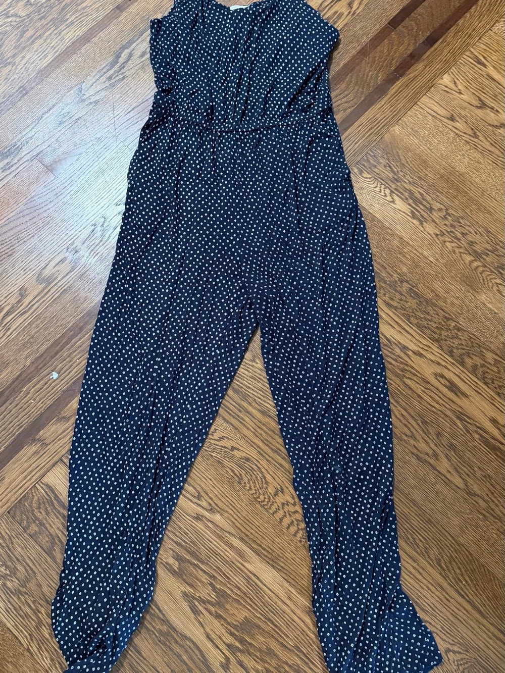 H&M Navy Polka Dot Sleeveless Jumpsuit